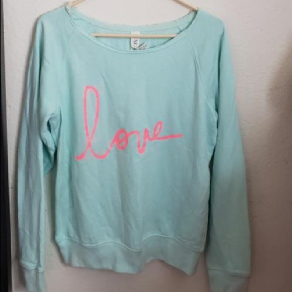 LOVE NEON PINK AND BLUE CREWNECK